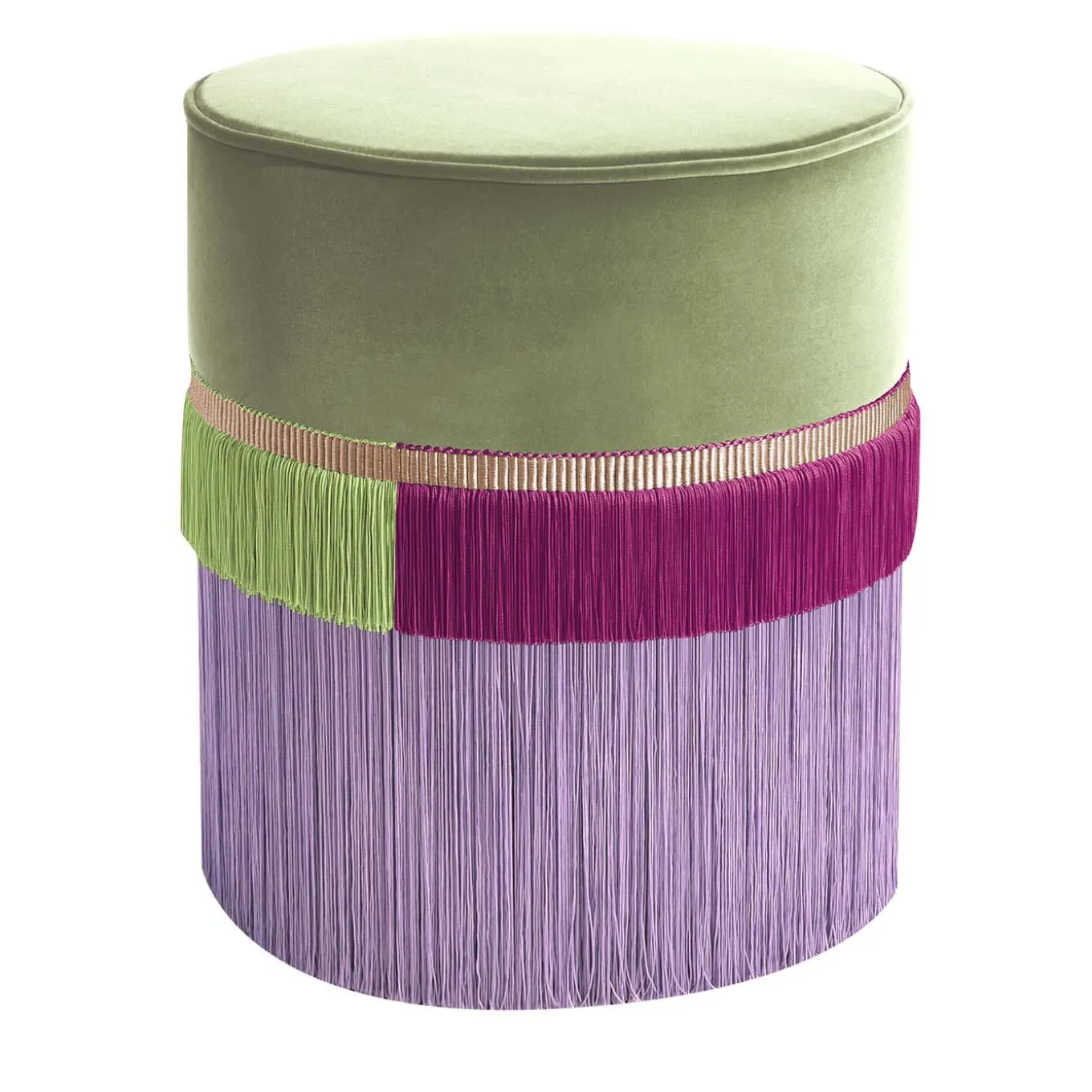 Pouf linea geometrica Couture verde e fucsia