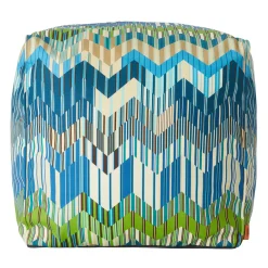 Pouf Morbido Cubico da Esterno Costiera Multicolore e in Toni Blu