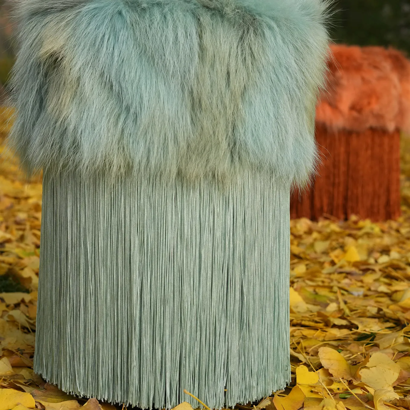 Pouf Patchwork Tiffany verde acqua di Lorenza Bozzoli