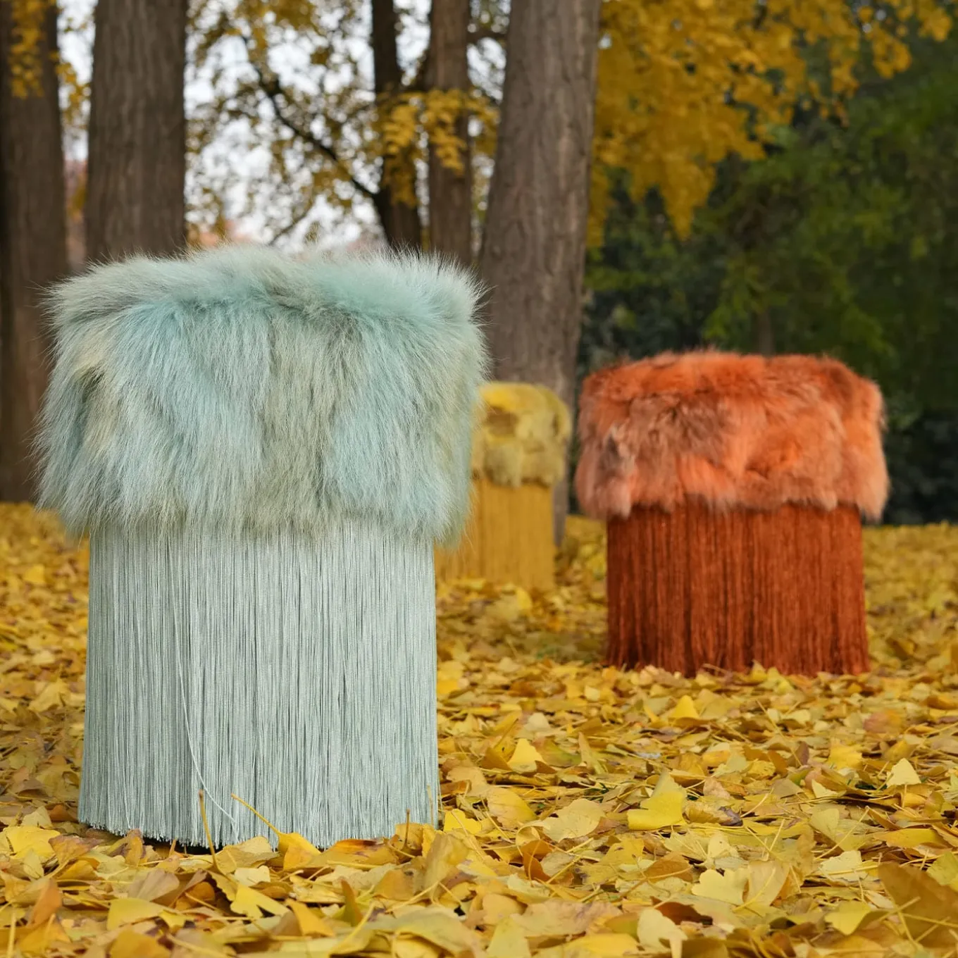 Pouf Patchwork Tiffany verde acqua di Lorenza Bozzoli