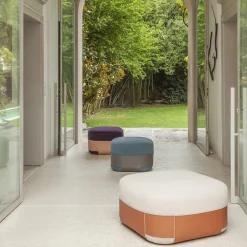 Pouf Sumo grande cognac e beige