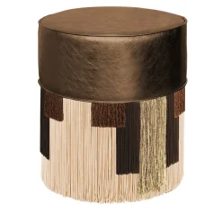 Pouf Treasure in pelle marrone metallizzata di Lorenza Bozzoli