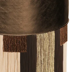 Pouf Treasure in pelle marrone metallizzata di Lorenza Bozzoli