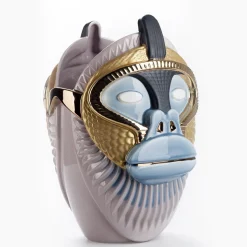 Primates Kandti Vaso in ceramica lilla lucida con dettagli in metallo Di Elena Salmistraro