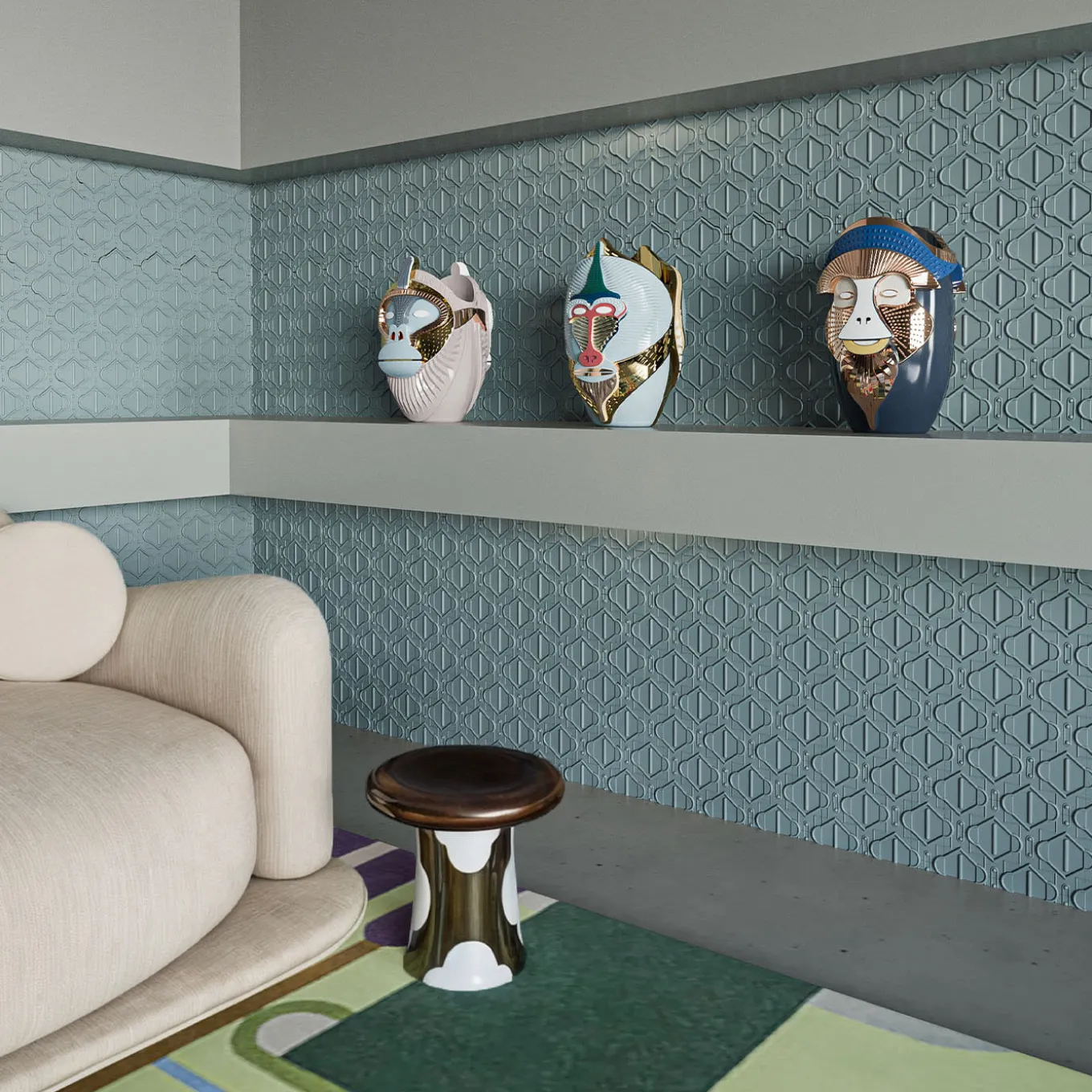 Primates Kandti Vaso in ceramica lilla lucida con dettagli in metallo Di Elena Salmistraro