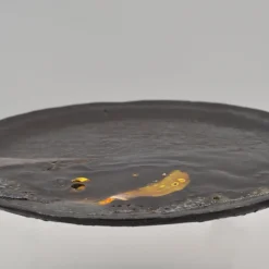 P11Sm Piatto decorativo rotondo nero e giallo