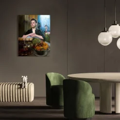 Ragazza al Bancone Olio su tela