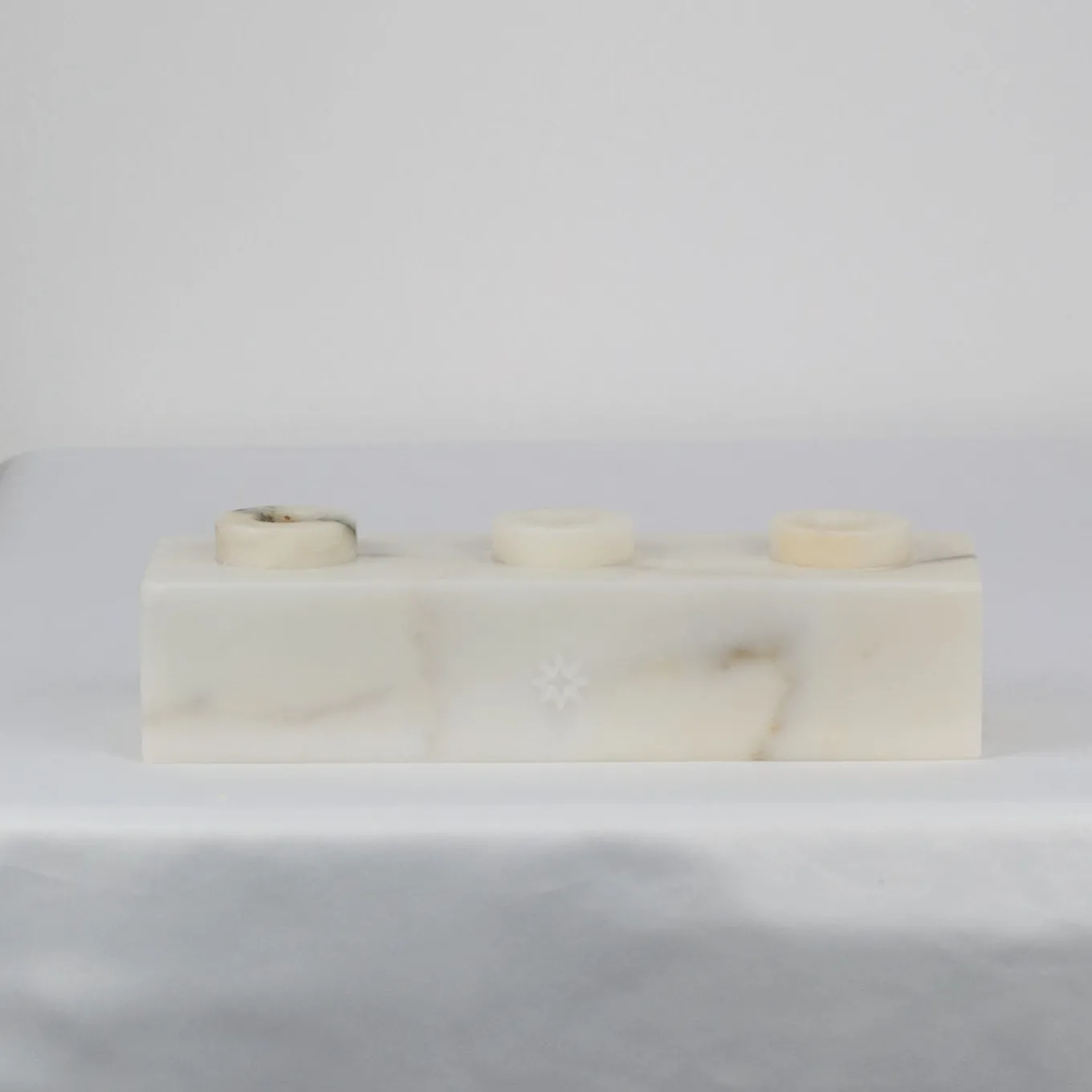 RE Portacandele squadrato triplo in marmo paonazzo