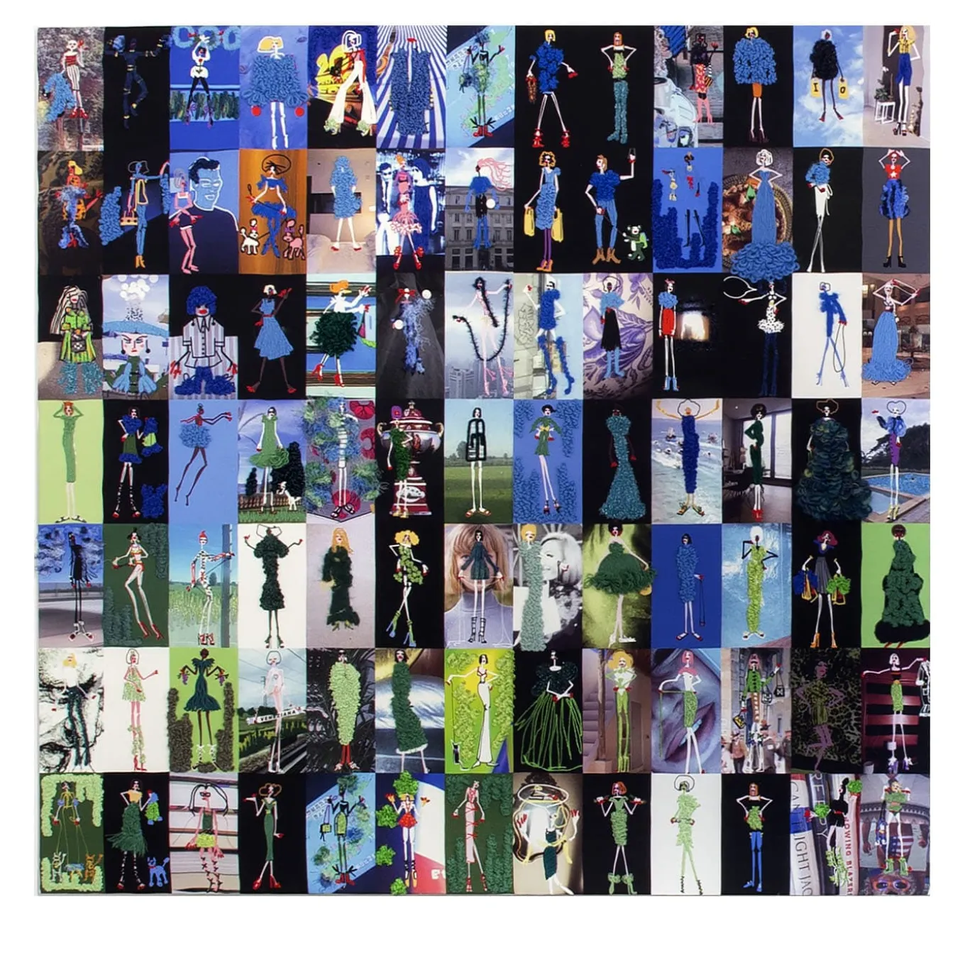 Ricamo Tipe Umane Verde e Blu