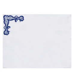 Rinascimento Set di 2 tovagliette di lino ricamate in blu