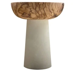 Rito N. 2 B Coppa Decorativa in Legno d'Ulivo e Pietra Leccese