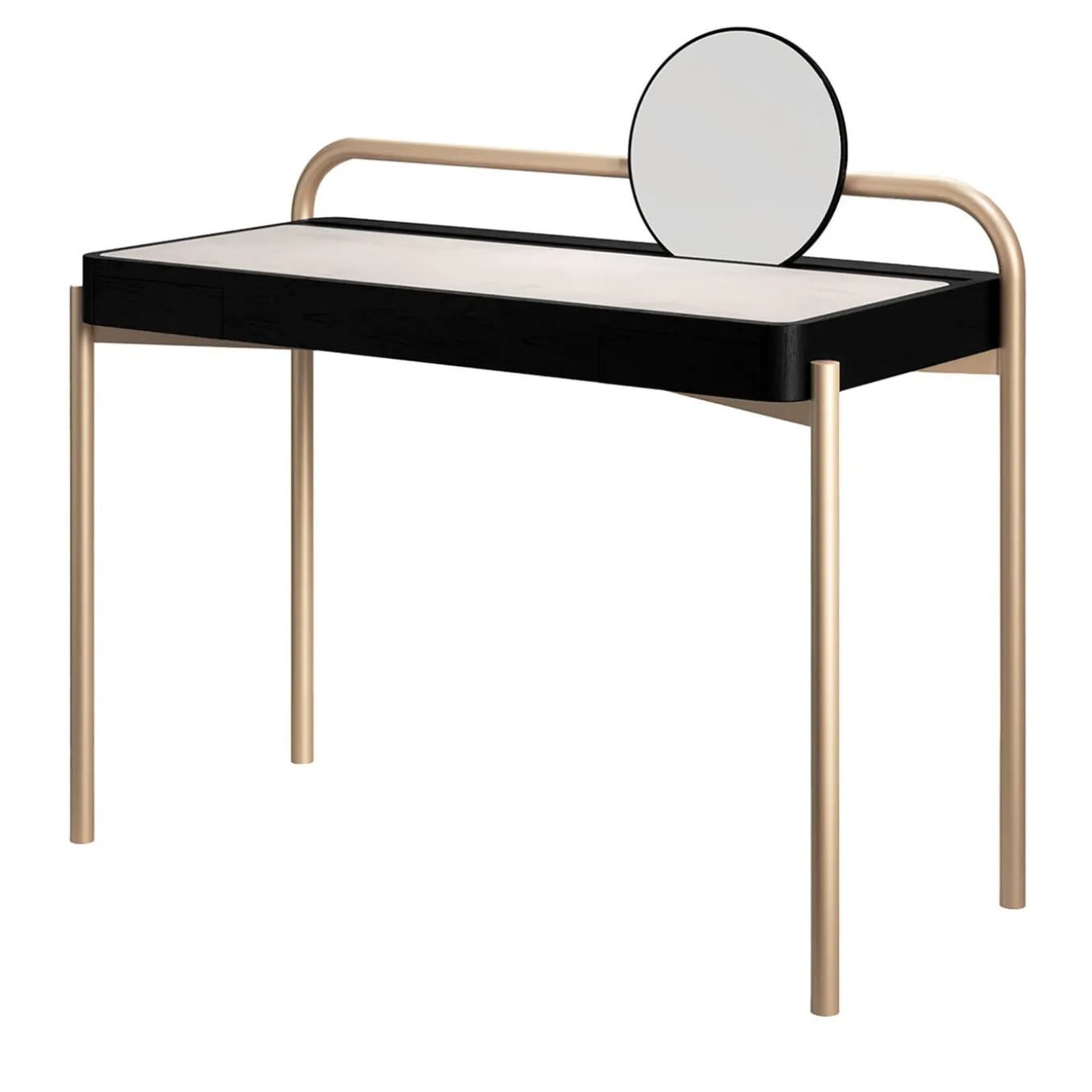 Roll Carrara marble and walnut wood desk