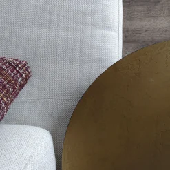 Roma Tavolino Tondo Medio Con Top In Resina Spatolata Color Bronzo