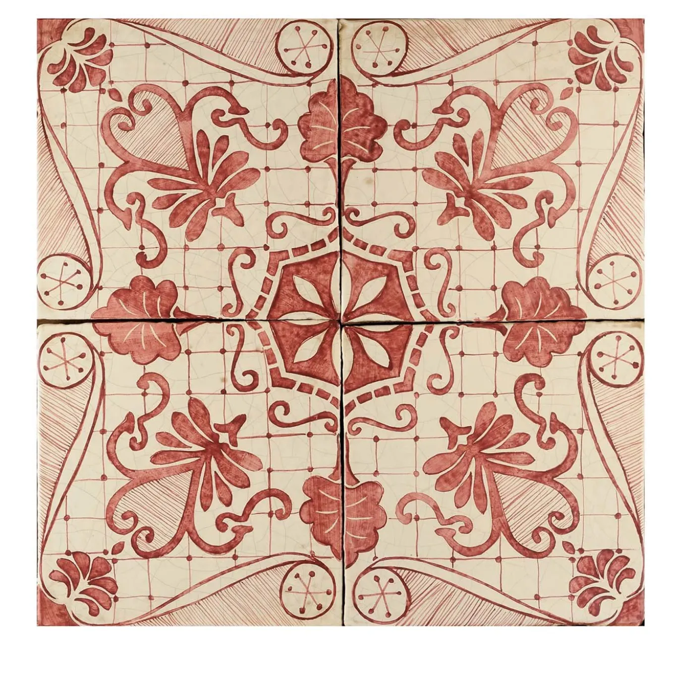 Rosso Ficus Indica Set di 4 piastrelle #1