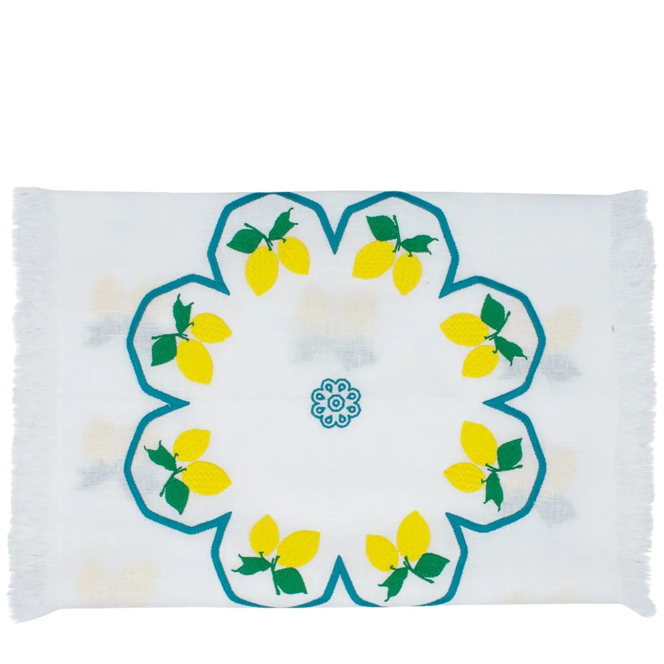 Runner bianco con frange multicolore Limoni