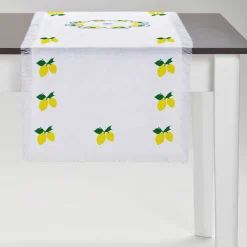 Runner bianco con frange multicolore Limoni