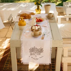 Runner bianco con frange Ulivo Pugliese