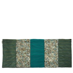 Runner da letto Damasco Blooming Blue & Green