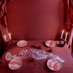 Runner da Tavola in Lino con Pois Rame – Collezione Ninfa dei Fiori