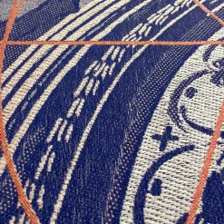 Runner double face Borromini in blu e rosso Rowan