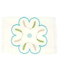 Runner Grano multicolore con frange in avorio