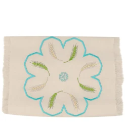 Runner Grano multicolore con frange color taupe