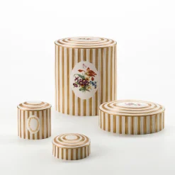 Scatola Belle Epoque a righe dorate