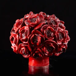 Scatola Decorativa in Ceramica Rossa Il Papavero Testa Fiorita