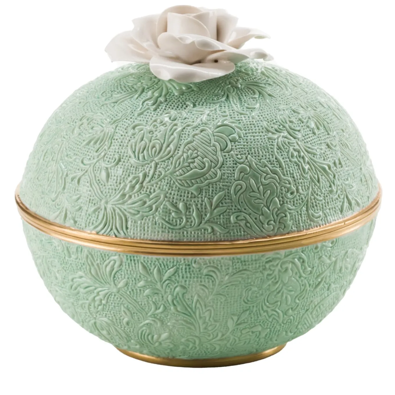 Scatola grande damascata con rosa