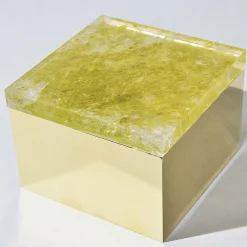 Scatola in ottone di quarzo giallo