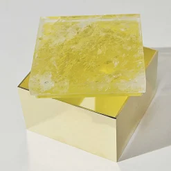 Scatola in ottone di quarzo giallo