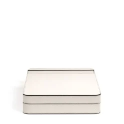 Scatola in pelle bianca con finitura in ottone Set di giochi di battaglia navale