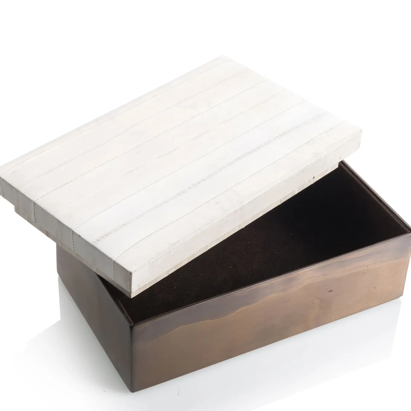 Scatola in Pelle di Anguila e Ottone Lucido con Coperchio