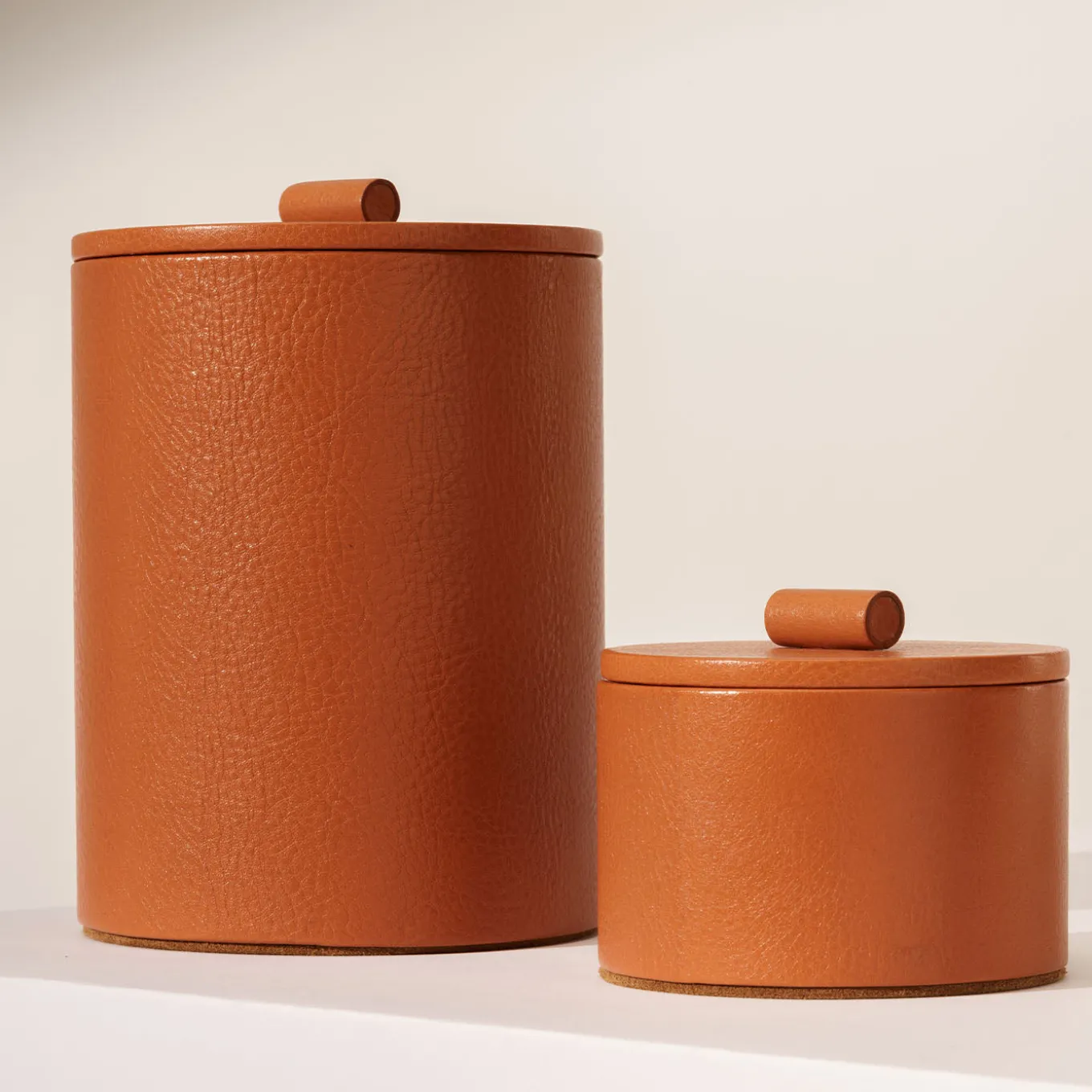 Scatola media per gioielli in pelle caramello