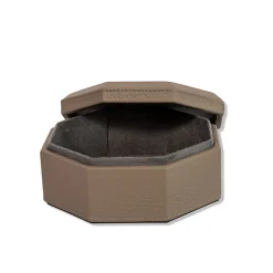 Scatola Ottagonale Del Monte 17 in Legno e Pelle Tamarone Beige