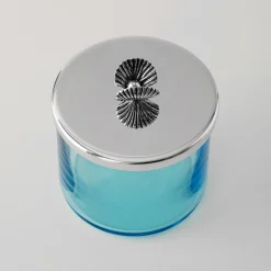 Scatola Portagioie Riviera in Cristallo Blu con Manico a Forma di Conchiglia