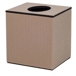 Scatola quadrata in pelle marrone con coperchio magnetico