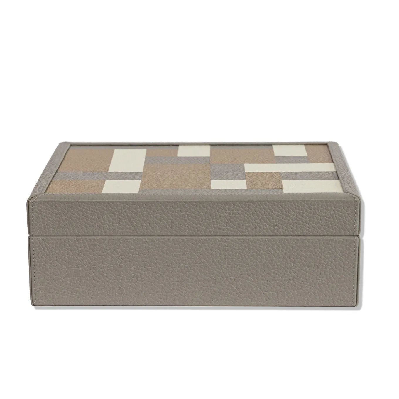Scatola Ravenna in legno e pelle grigia luna