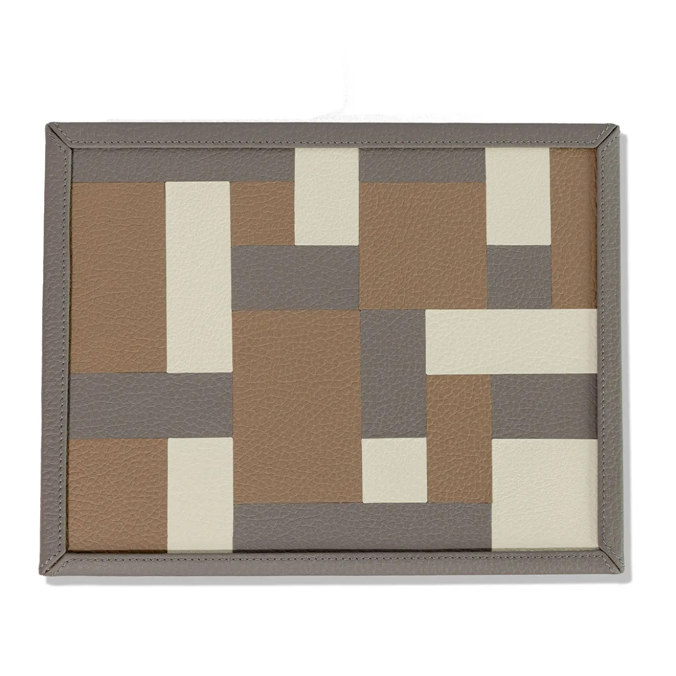 Scatola Ravenna in legno e pelle grigia luna