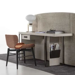 Scrivania a 1 cassetto con finitura laccata crema opaca Kobe