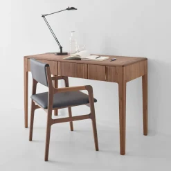 Scrivania Domino a 1 cassetto in noce canaletto