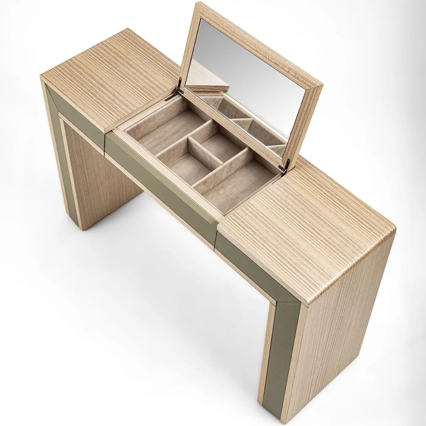 Scrivania Galileo Lux in pelle ed eucalipto