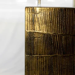 Scrivania in bronzo con piano in plexiglass