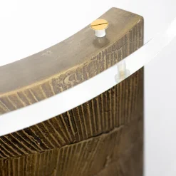 Scrivania in bronzo con piano in plexiglass