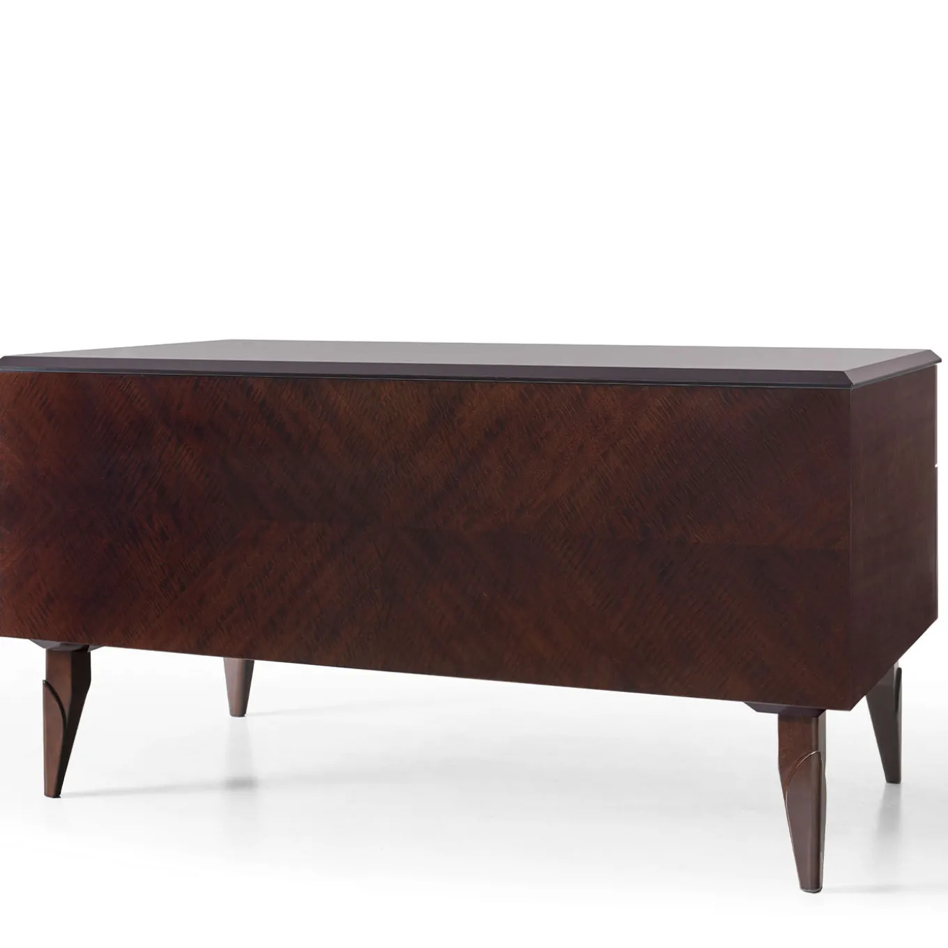 Scrivania in Eucalipto Scuro con Maniglie in Ottone