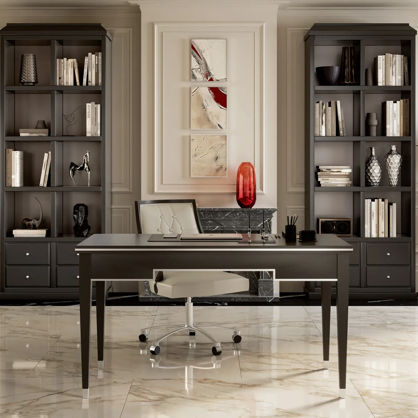 Scrivania in legno di ciliegio nera