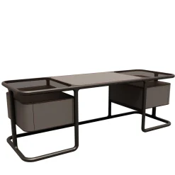 Scrivania in Legno e Cuoio Isabel