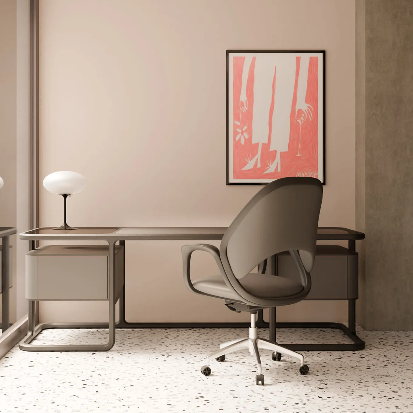 Scrivania in Legno e Cuoio Isabel