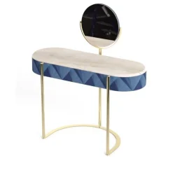 Scrivania Nora Curved Blue & Golden Vanity Desk
