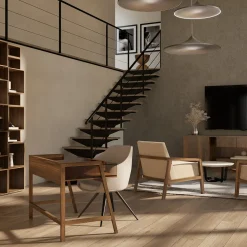 Scrivania Writing in noce massello con piano in vetro